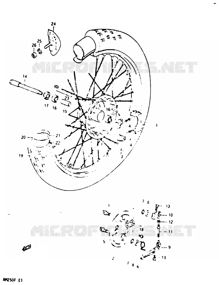 VOORWIEL (MODELE E) Suzuki MOTO 250 RM 1985  RM250F(E/F)