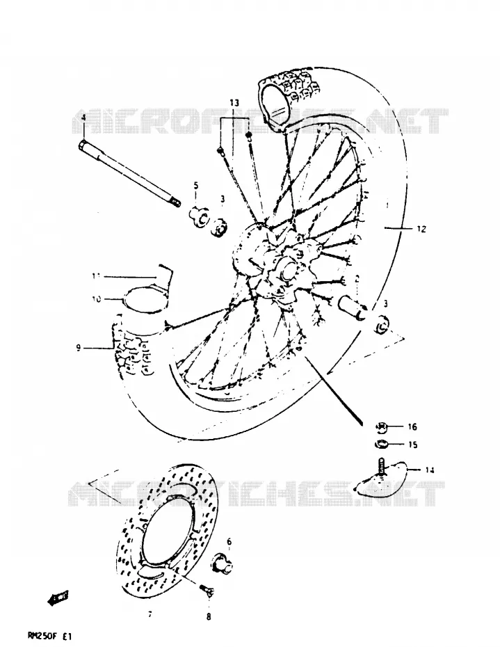 VOORWIEL (MODELE F) Suzuki MOTO 250 RM 1984  RM250E(E/F)