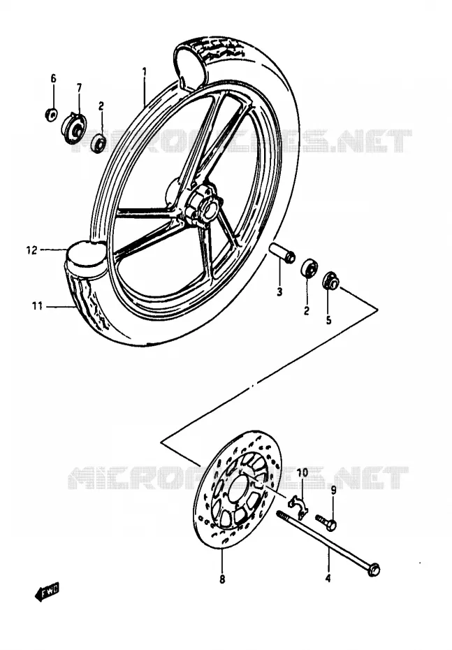 VOORWIEL Suzuki MOTO 50 RG 1986  RG50G(D/E/F/1/G/J/K)