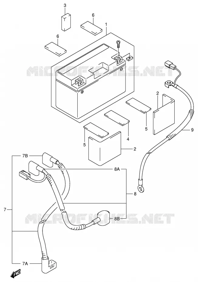 ACCU (DR-Z400EY/EK1/EK2/EK3/EK4) Suzuki MOTO 400 DR-Z 2004  DR-Z400EK4(E1)