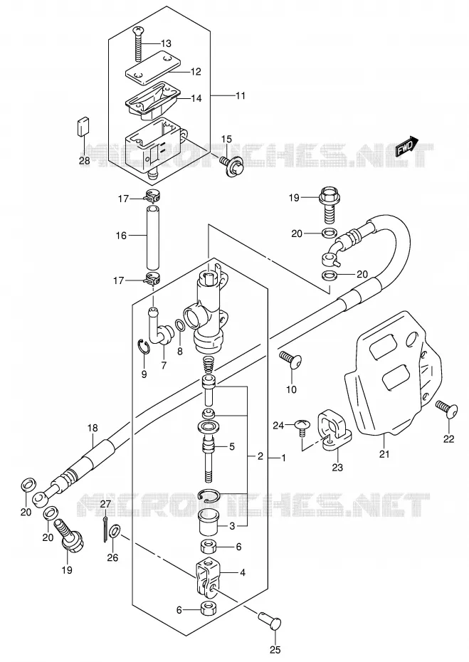 ACHTER HOOFDREMCILINDER Suzuki MOTO 400 DR-Z 2004  DR-Z400SK4(E2)
