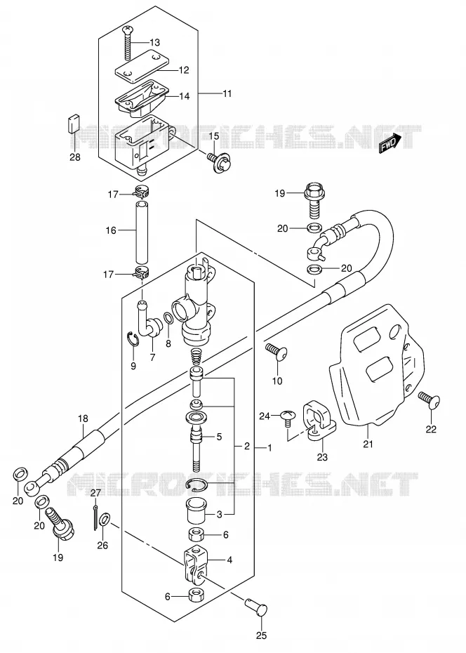 ACHTER HOOFDREMCILINDER Suzuki MOTO 400 DR-Z 2005  DR-Z400SK5(E2)
