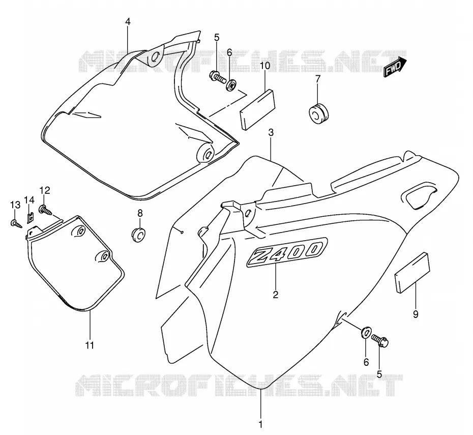 ACHTER KUIP  (MODELE K1/K2) Suzuki MOTO 400 DR-Z 2004  DR-Z400K4(E1)
