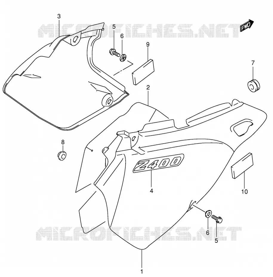 ACHTER KUIP  (MODELE K1) Suzuki MOTO 400 DR-Z 2002  DR-Z400SK2(E2)