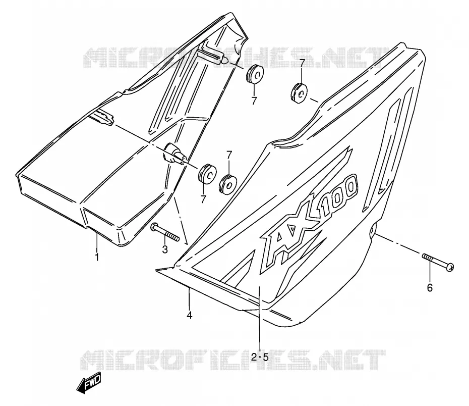ACHTER KUIP  (MODELE V E94,P36,P48) Suzuki MOTO 100 AP 1994  AX100R(E94)