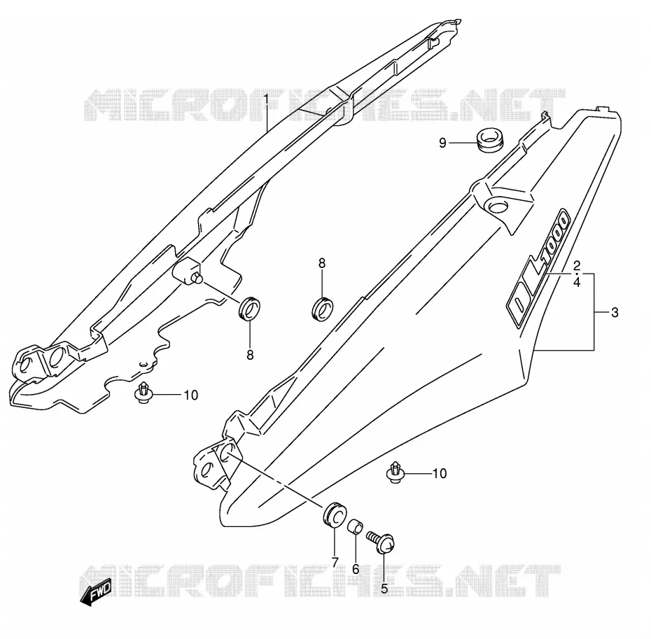 ACHTER KUIP - SEAT COWL (MODELE K4) Suzuki MOTO 1000 V-STROM 2002  DL1000K2(E2)