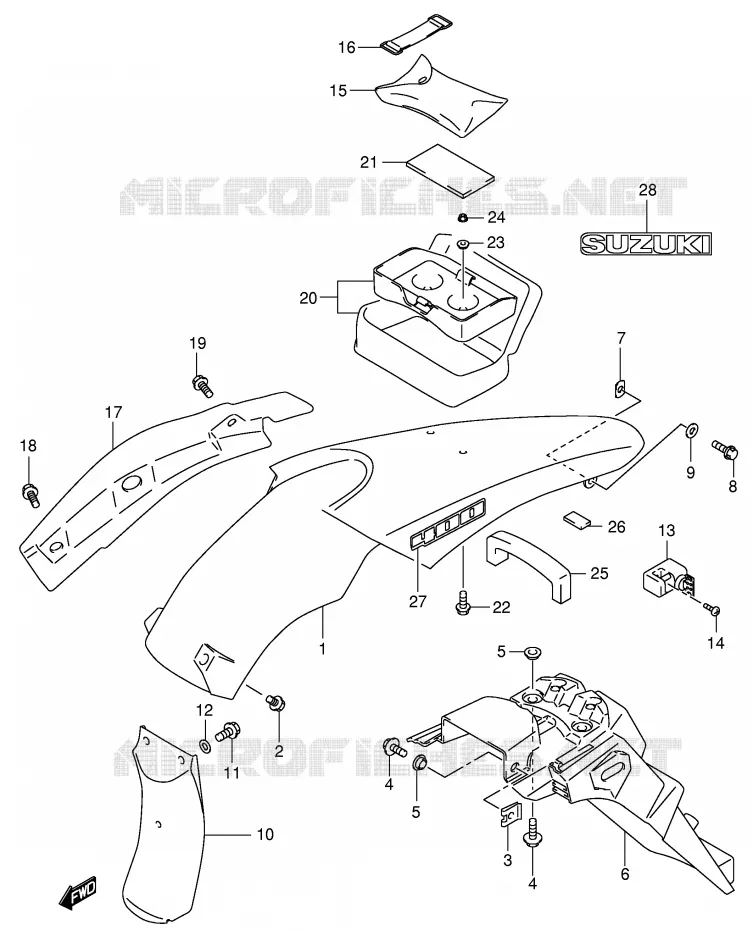 ACHTERSPATBORD (DR-Z400E E24) Suzuki MOTO 400 DR-Z 2002  DR-Z400K2(E1)