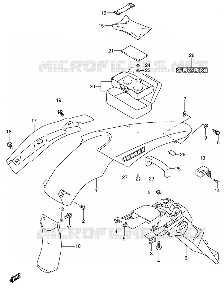 ACHTERSPATBORD (MODELE K2/K3/K4) Suzuki MOTO 400 DR-Z 2000  DR-Z400SY(E3/E28)