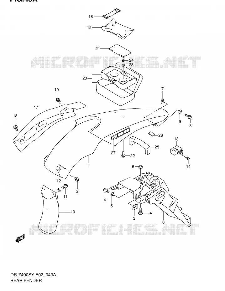 ACHTERSPATBORD (MODELE K2/K3) Suzuki MOTO 400 DR-Z 2004  DR-Z400SK4(E2)