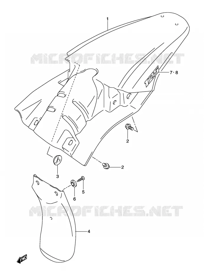 ACHTERSPATBORD (MODELE K3) Suzuki MOTO 125 DR-Z 2007  DR-Z125LK7(E3/E28)