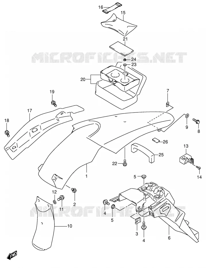 ACHTERSPATBORD (MODELE Y/K1) Suzuki MOTO 400 DR-Z 2004  DR-Z400SK4(E2)