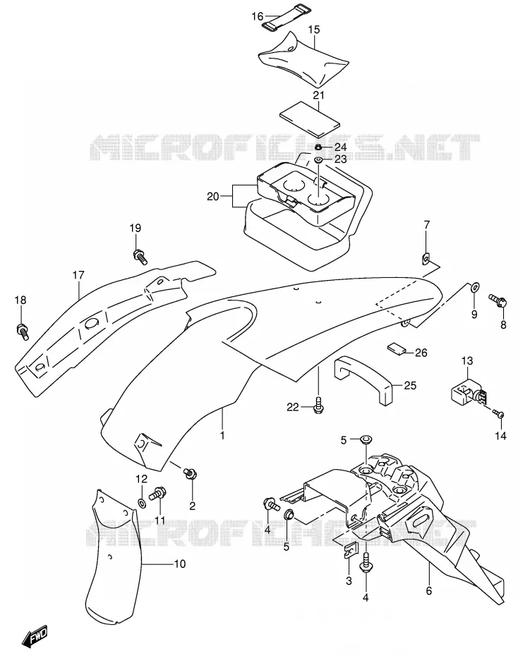 ACHTERSPATBORD (MODELE Y/K1) Suzuki MOTO 400 DR-Z 2004  DR-Z400SK4(E3/E28)