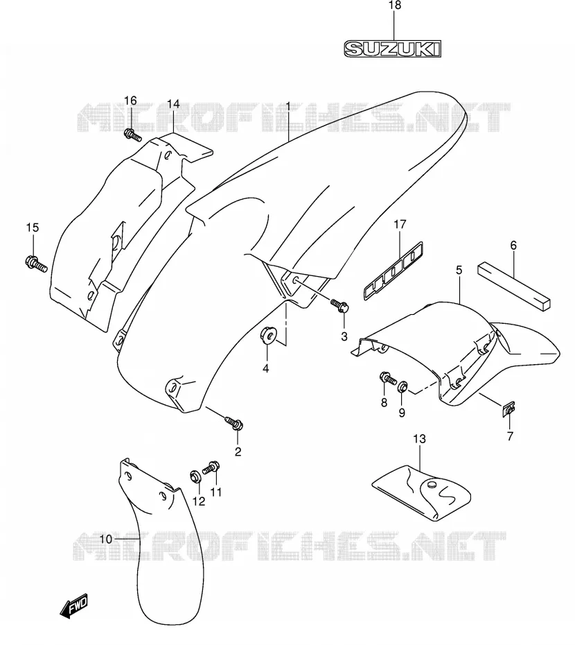 ACHTERSPATBORD (SANS E24) Suzuki MOTO 400 DR-Z 2000  DR-Z400Y(E1)