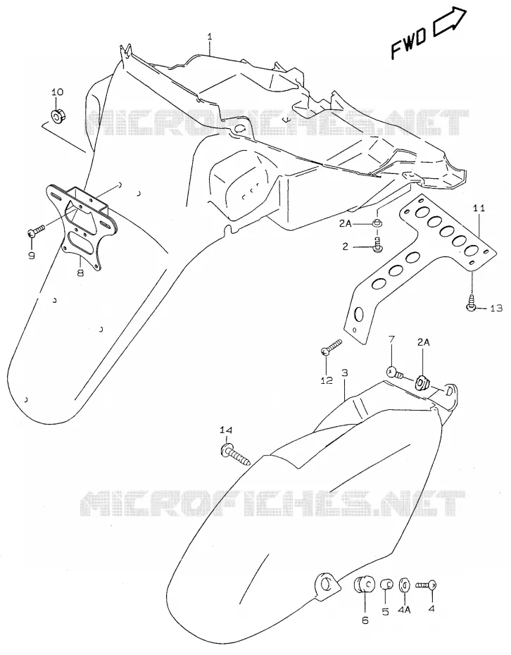 ACHTERSPATBORD (model K1) Suzuki SCOOTER 50 KATANA 2001  AY50WRK1(V/W/X/Y)