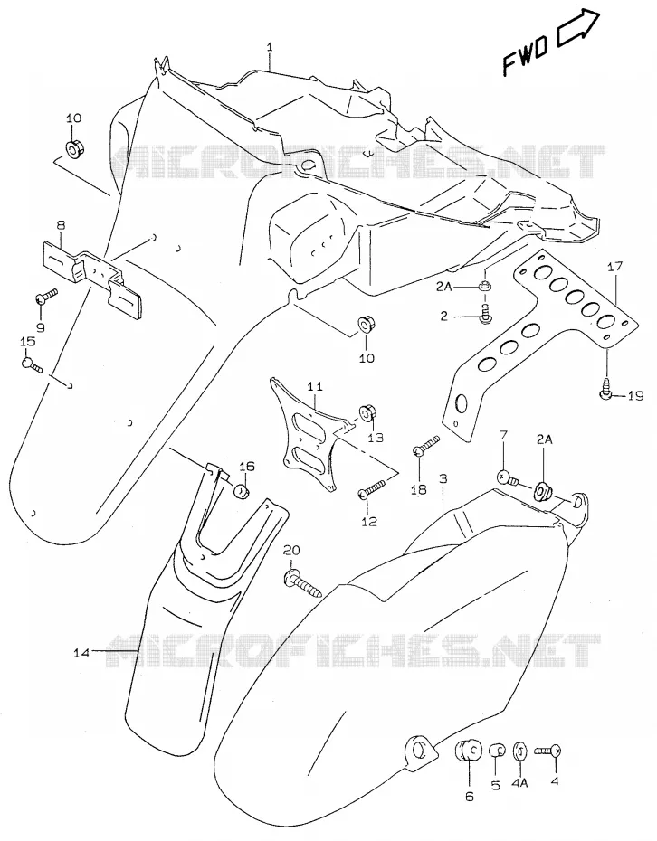 ACHTERSPATBORD (model Y) Suzuki SCOOTER 50 KATANA 2001  AY50K1(V/W/X/Y)