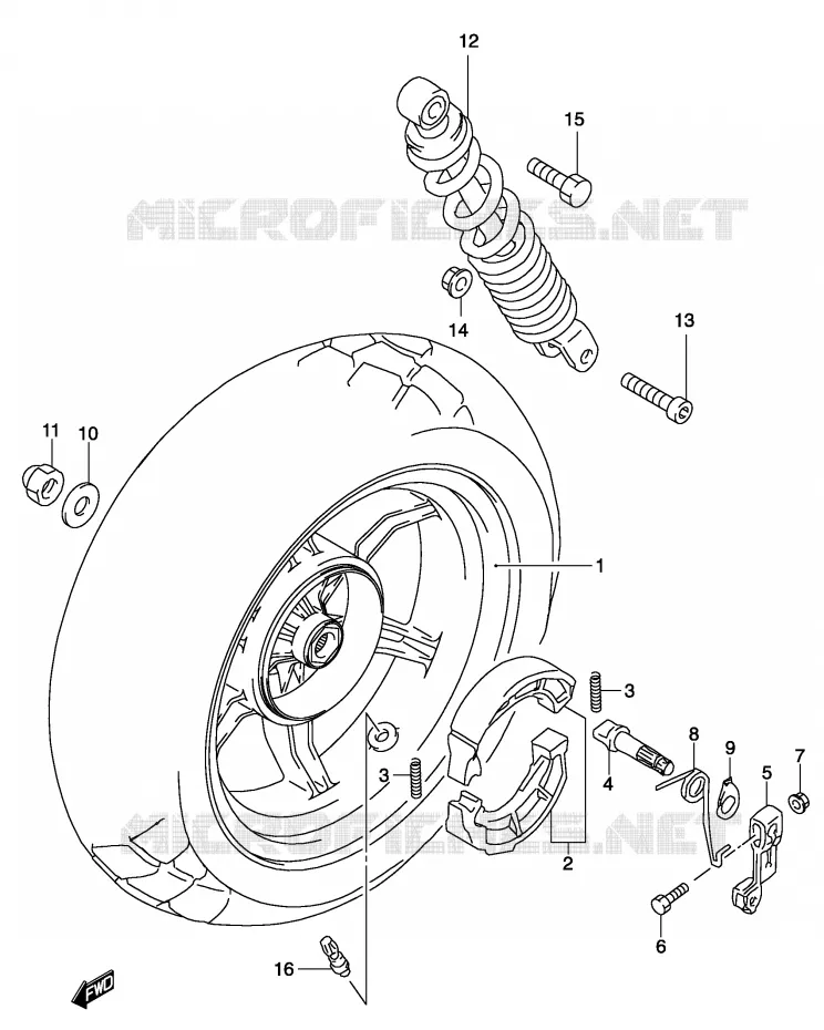 ACHTERWIEL (MODELE AY50) Suzuki SCOOTER 50 KATANA 2004  AY50K4(P19)