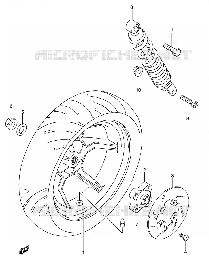 ACHTERWIEL (MODELE AY50WK4) Suzuki SCOOTER 50 KATANA 2003  AY50WSK3(P19)