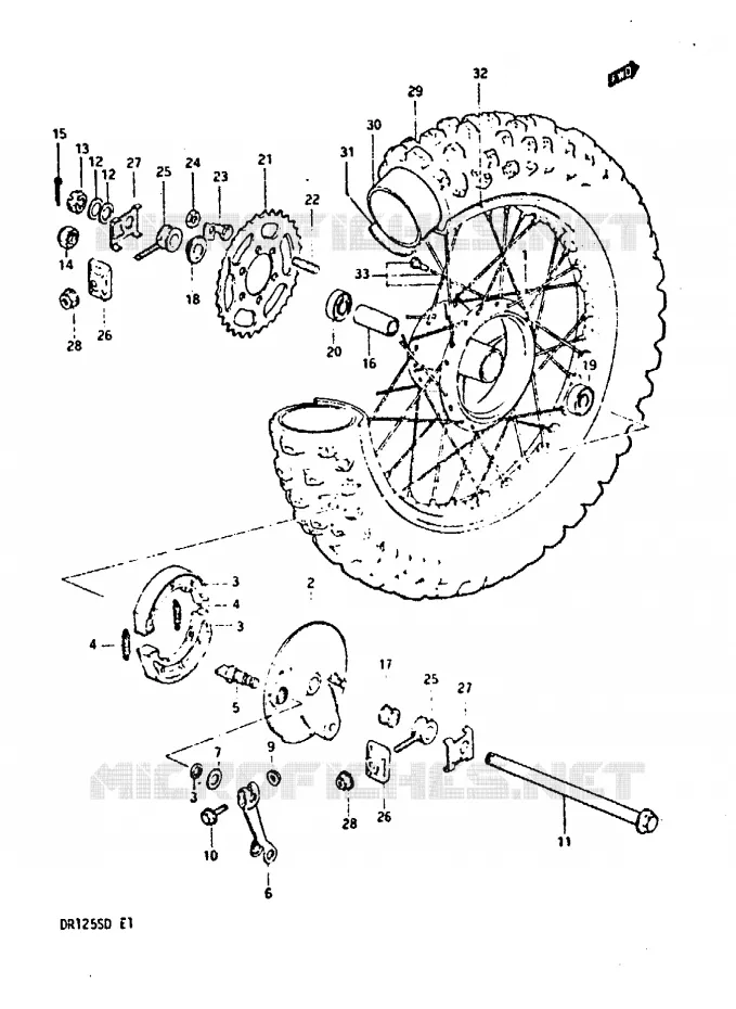 ACHTERWIEL Suzuki MOTO 125 DR 1983  DR125SD(Z/D)
