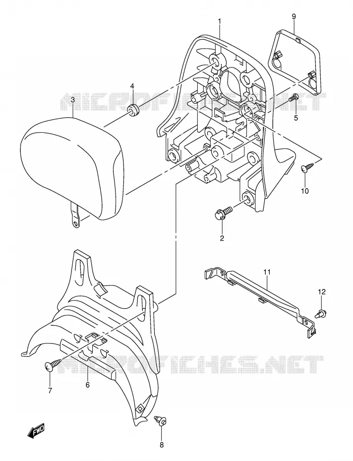 BACKREST (CENTER)(MODELE K3) Suzuki SCOOTER 250 BURGMAN 2006  AN250K6(E2)