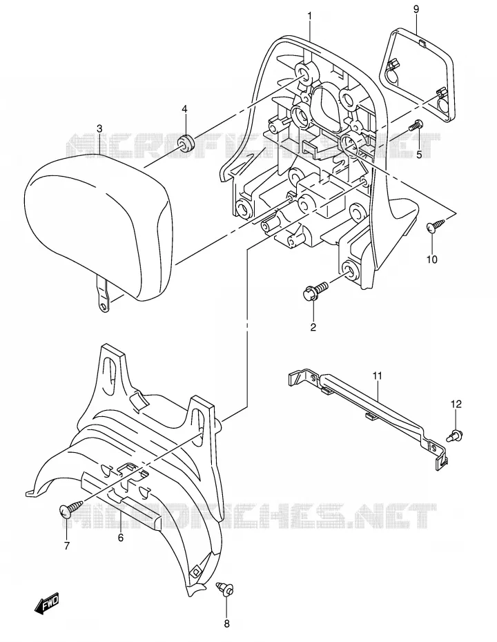 BACKREST (CENTER)(MODELE K3) Suzuki SCOOTER 400 BURGMAN 2005  AN400SK5(E2)