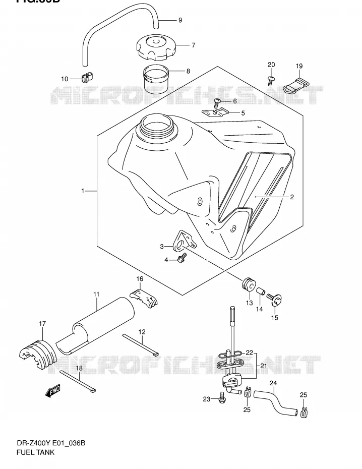 BENZINETANK (MODELE K2) Suzuki MOTO 400 DR-Z 2002  DR-Z400K2(E1)