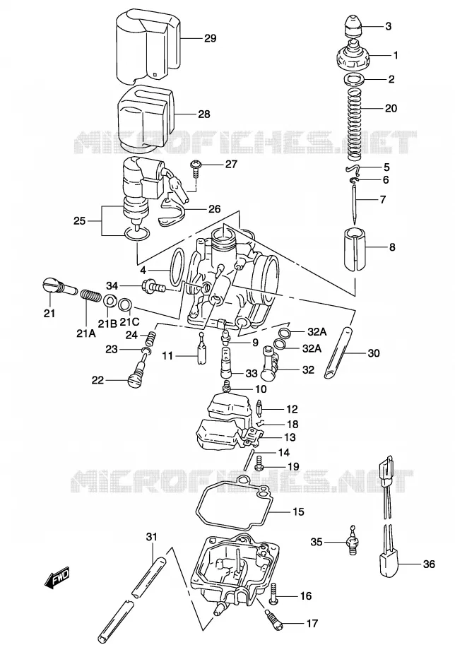 CARBURATOR (MODELE AY50WR K1/K2) Suzuki SCOOTER 50 KATANA 2004  AY50K4(P19)