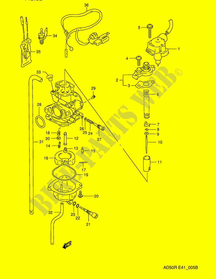 CARBURATOR (MODELE L E41/MODELE K E6 E.NO.211605~) voor Suzuki AD 50 1994