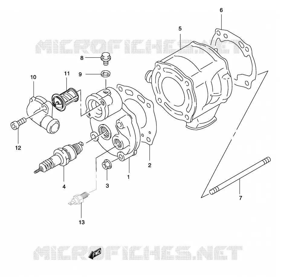 CILINDER (MODELE AY50WR K1/K2) Suzuki SCOOTER 50 KATANA 2003  AY50WK3(P19)