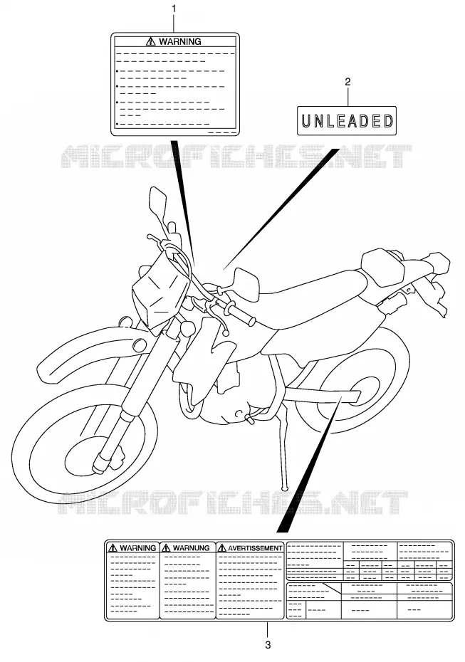 ETIKET (MODELE K1/K2/K3/K4) Suzuki MOTO 400 DR-Z 2001  DR-Z400SK1(E2)