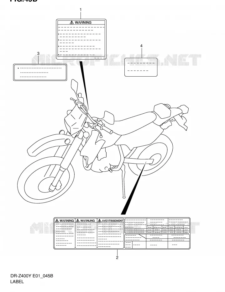 ETIKET (MODELE K2/K3/K4) Suzuki MOTO 400 DR-Z 2002  DR-Z400K2(E1)