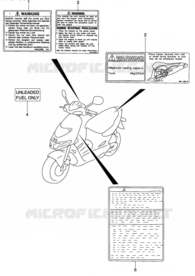 ETIKET (MODELE K3/K4) Suzuki SCOOTER 50 KATANA 2002  AY50WRK2(P19)