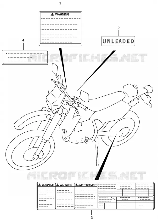 ETIKET (MODELE Y) Suzuki MOTO 400 DR-Z 2000  DR-Z400EY(E1)