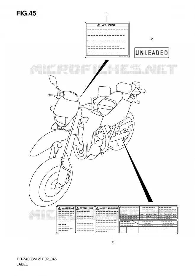 ETIKET Suzuki MOTO 400 DR-Z 2005  DR-Z400SMK5(E2)
