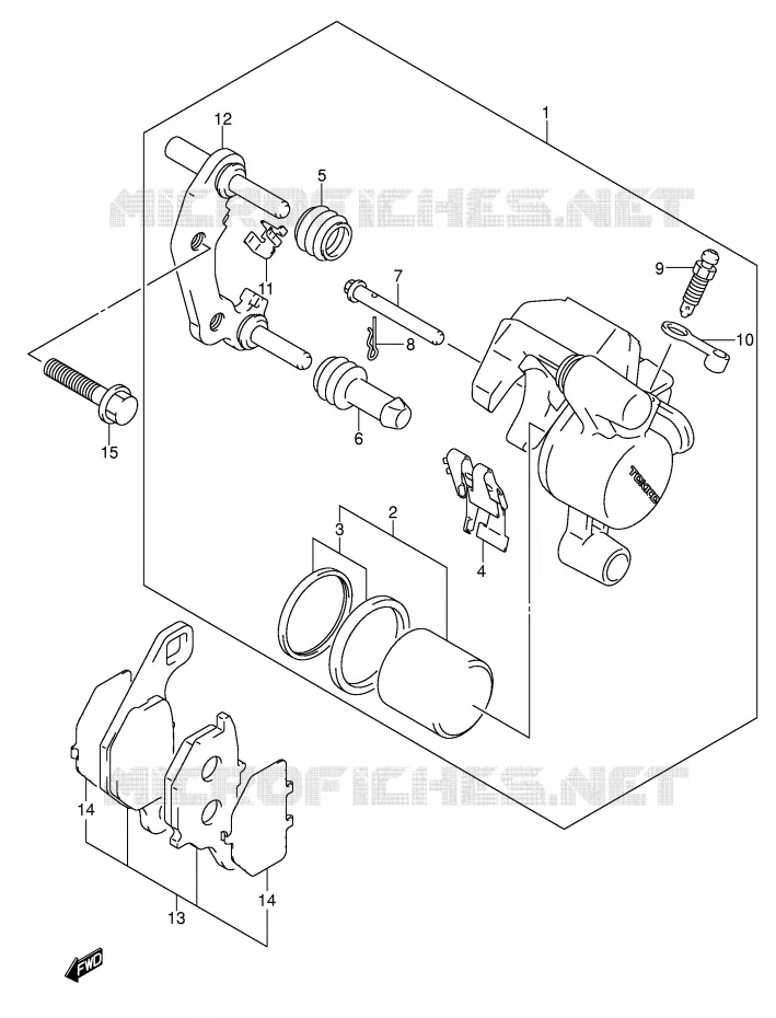 FRONT CALIPER (DR-Z125LK3/LK4/LK5/LK6/LK7) Suzuki MOTO 125 DR-Z 2006  DR-Z125K6(E3/E28)