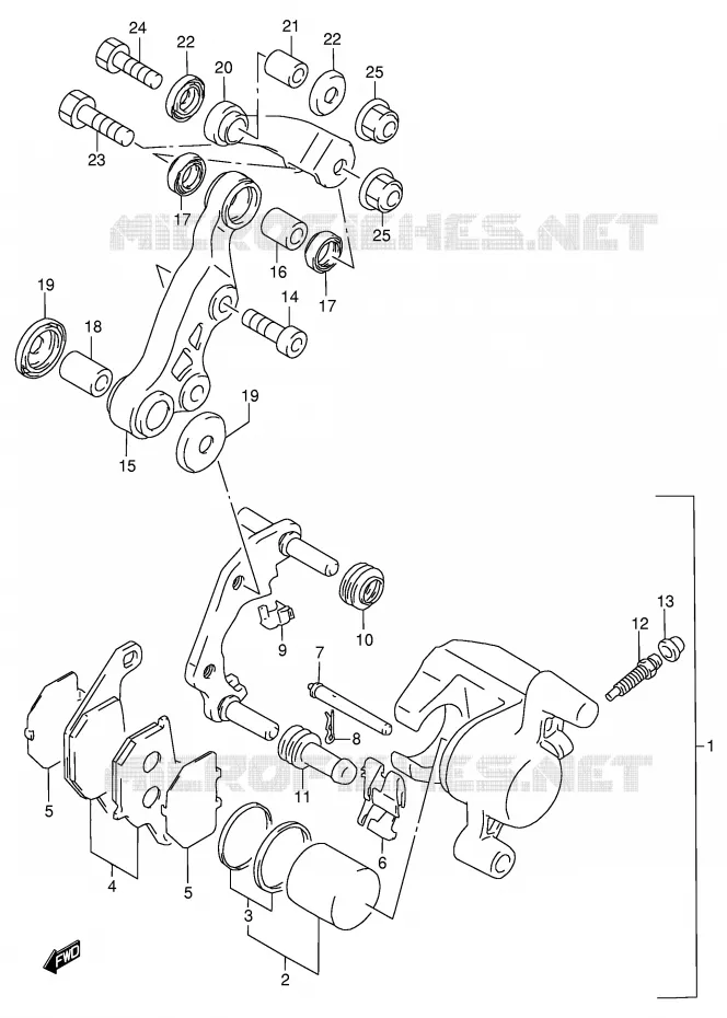 FRONT CALIPER (MODELE T/V/X/Y) Suzuki SCOOTER 100 ADDRESS 1999  AG100X(E71)