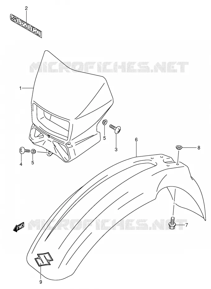 FRONT FENDER (DR-Z400EK2/EK3/EK4 E24) Suzuki MOTO 400 DR-Z 2004  DR-Z400K4(E1)