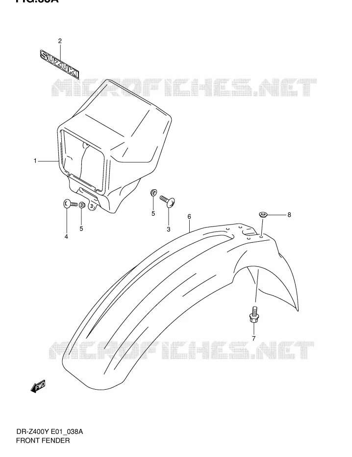FRONT FENDER (DR-Z400EY/EK1 E24) Suzuki MOTO 400 DR-Z 2000  DR-Z400EY(E1)