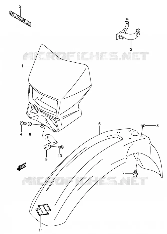 FRONT FENDER (DR-Z400K2/EK2/K3/EK3/K4/EK4 E1) Suzuki MOTO 400 DR-Z 2004  DR-Z400EK4(E1)