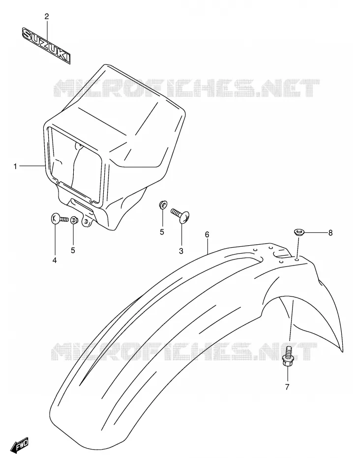 FRONT FENDER (MODELE K1) Suzuki MOTO 400 DR-Z 2001  DR-Z400SK1(E2)