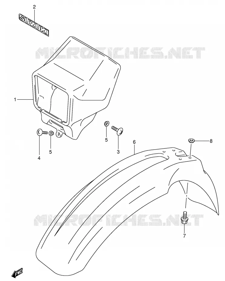 FRONT FENDER (MODELE K1) Suzuki MOTO 400 DR-Z 2004  DR-Z400SK4(E3/E28)