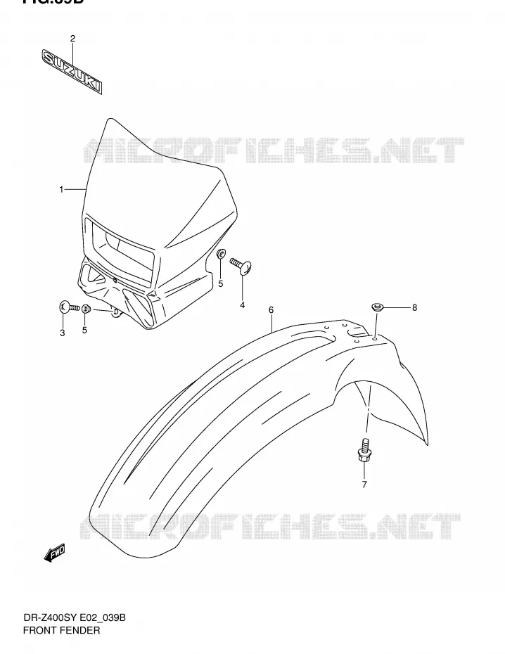FRONT FENDER (MODELE K2) Suzuki MOTO 400 DR-Z 2003  DR-Z400SK3(E2)