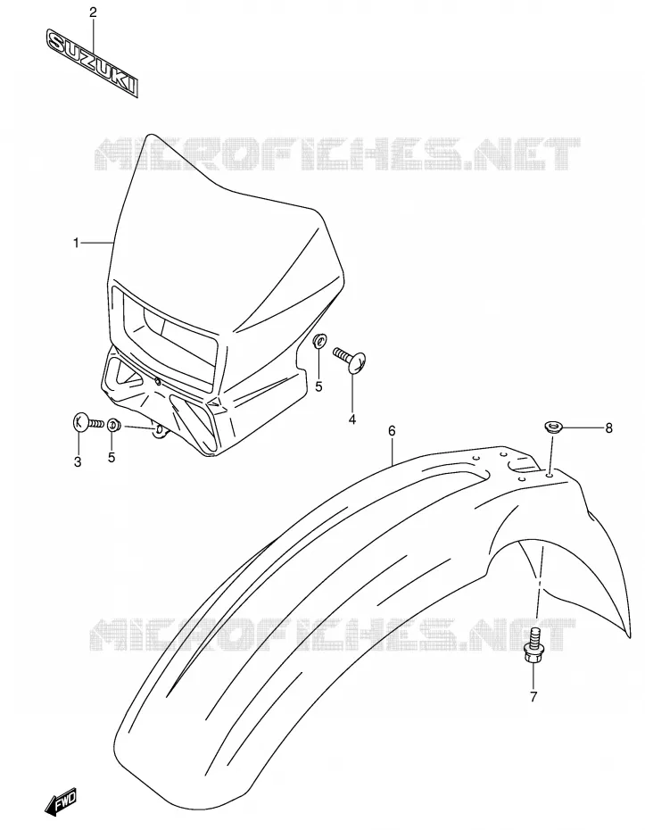 FRONT FENDER (MODELE K2) Suzuki MOTO 400 DR-Z 2003  DR-Z400SK3(E3/E28)