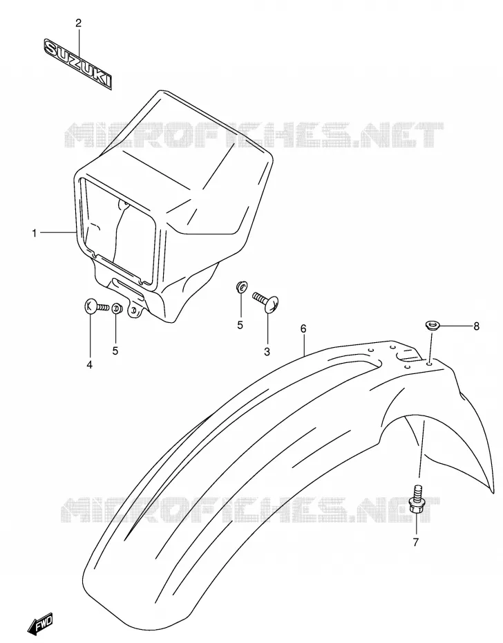 FRONT FENDER (MODELE Y) Suzuki MOTO 400 DR-Z 2002  DR-Z400SK2(E2)