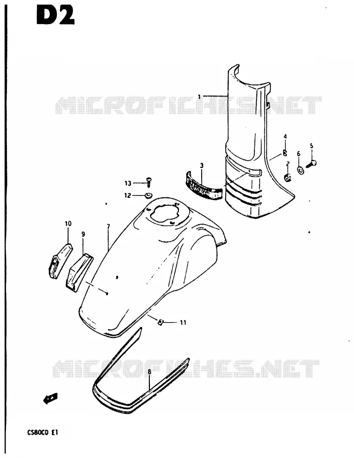 FRONT FRAME COVER - FRONT FENDER Suzuki SCOOTER 80 CS 1983  CS80CD