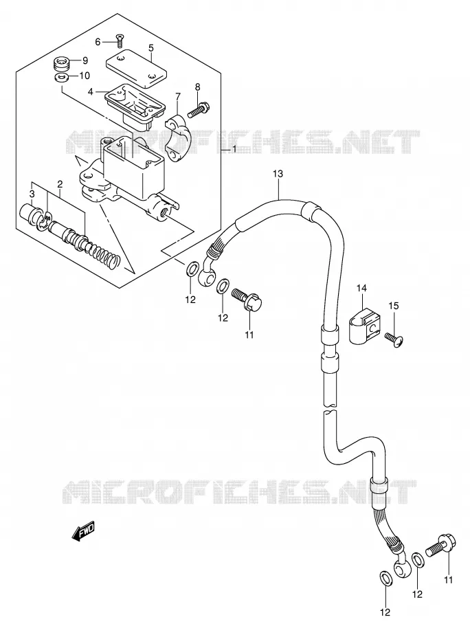 FRONT HOOFDREMCILINDER (E24) Suzuki MOTO 400 DR-Z 2007  DR-Z400EK7(E1)
