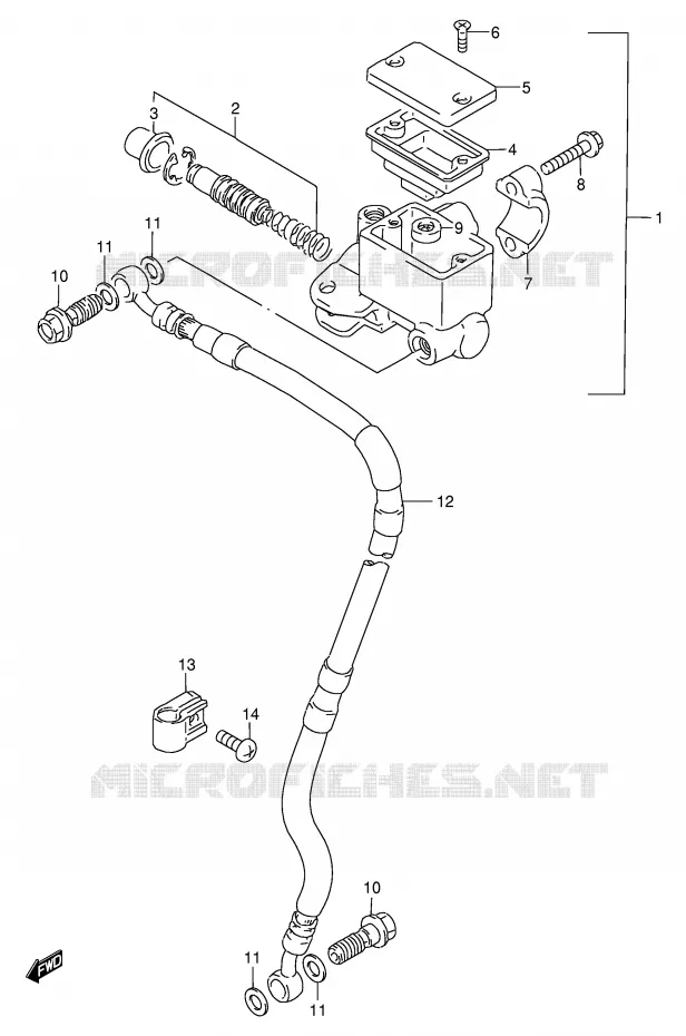 FRONT HOOFDREMCILINDER Suzuki MOTO 200 DF 1998  DF200EW(E24)