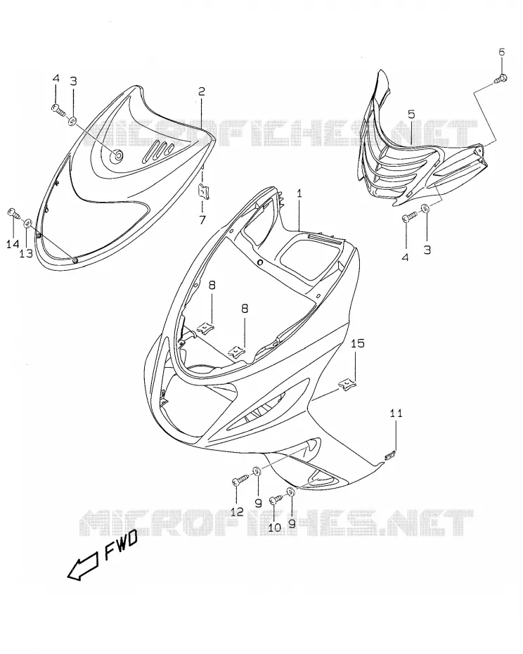 FRONT KUIP (model K1) Suzuki SCOOTER 50 KATANA 2000  AY50WRY(V/W/X/Y)