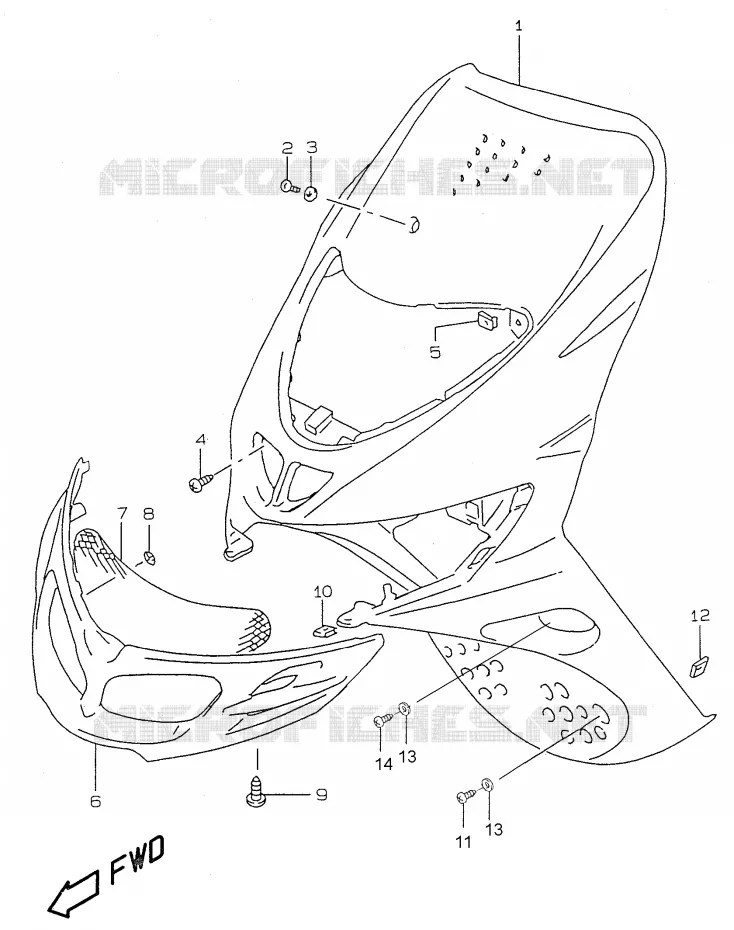 FRONT KUIP (model V/W/X) Suzuki SCOOTER 50 KATANA 2000  AY50WRY(V/W/X/Y)