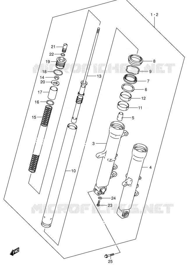 FRONT SCHOKDEMPER (MODELE K3/K4/K5/K6) Suzuki MOTO 1000 V-STROM 2006  DL1000K6(E2)