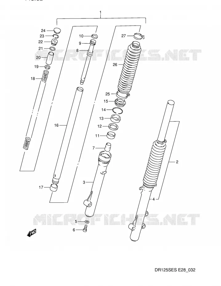 FRONT SCHOKDEMPER Suzuki MOTO 125 DR 1994  DR125SER(E28)
